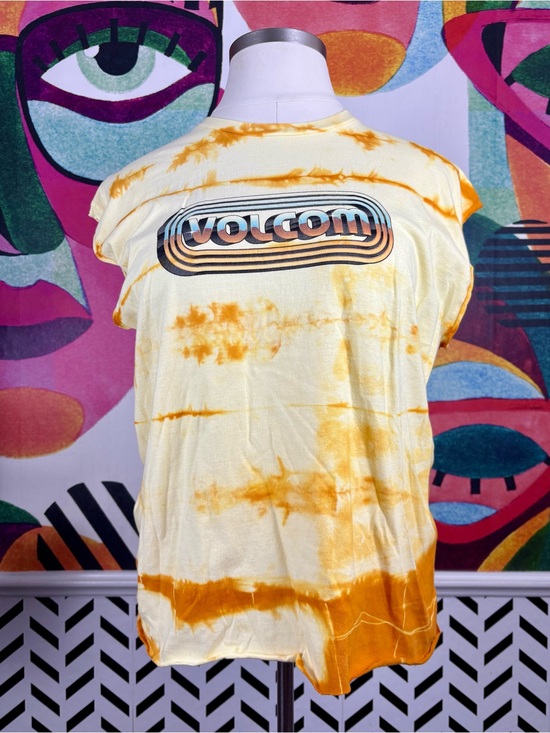 Volcom Other - Volcom Yellow + Orange Tie-Dye Cropped Sleeveless Tee